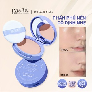  Bột ép IMAGIC Chống thấm nước & chống mồ hôi Sửa đổi tông màu da Làm sáng da Trang điểm tự nhiên và kiểm soát dầu 