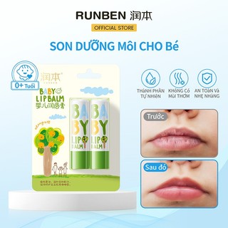  RUNBEN Son dưỡng môi cho bé chiết xuất từ ​​thực vật thiên nhiên dưỡng ẩm 24h an toàn và hiệu quả 