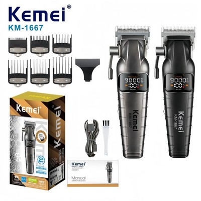 Kemei 1667 Tông đơ cắt tóc chuyên nghiệp 9000RPM Tông đơ cắt tóc điện Máy cắt tóc không dây 10W SIÊU NHANH TORQUE ROTARY
