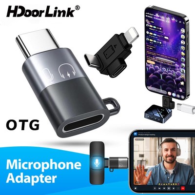 Bộ chuyển đổi micro HdoorLink OTG Type-C sang iOS Bộ chuyển đổi sạc OTG Bộ chuyển đổi iOS sang Type C cho Mic không dây DJI Mic