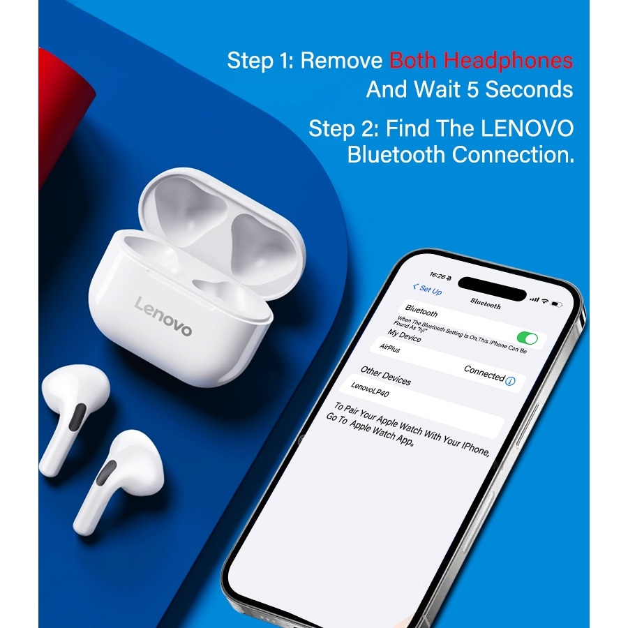 Tai nghe Bluetooth Lenovo LP40 Pro Tai nghe không dây TWS IPX5 chống nước có Mic cho iOS Android - Giảm tiếng ồn Âm nhạc HD | BigBuy360 - bigbuy360.vn