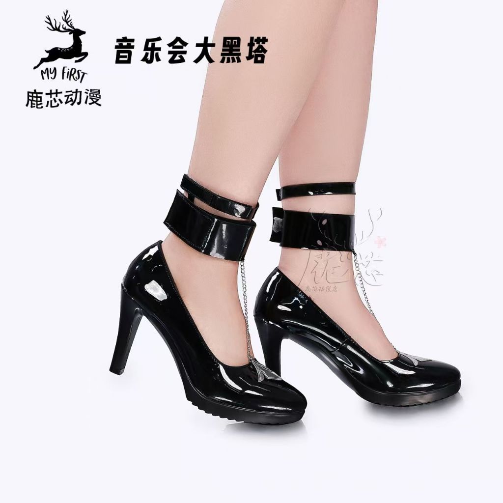 Giày hòa nhạc Herta Cosplay Honkai: Star Rail Herta Đen sáng bóng