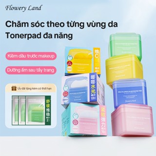 Toner Pad Flowery Land Căng Mịn Sau Trang Điểm. Làm Dịu Dưỡng Ẩm Sáng Da 60 70 120 Miếng - Cho Làn Da Kiềm Dầu Trước Trang Điểm 