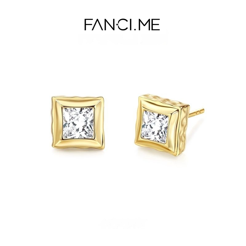 Fanci Me Sweetheart Chocolate - Bông tai bạc vuông thanh lịch, phù hợp làm quà tặng cho nàng