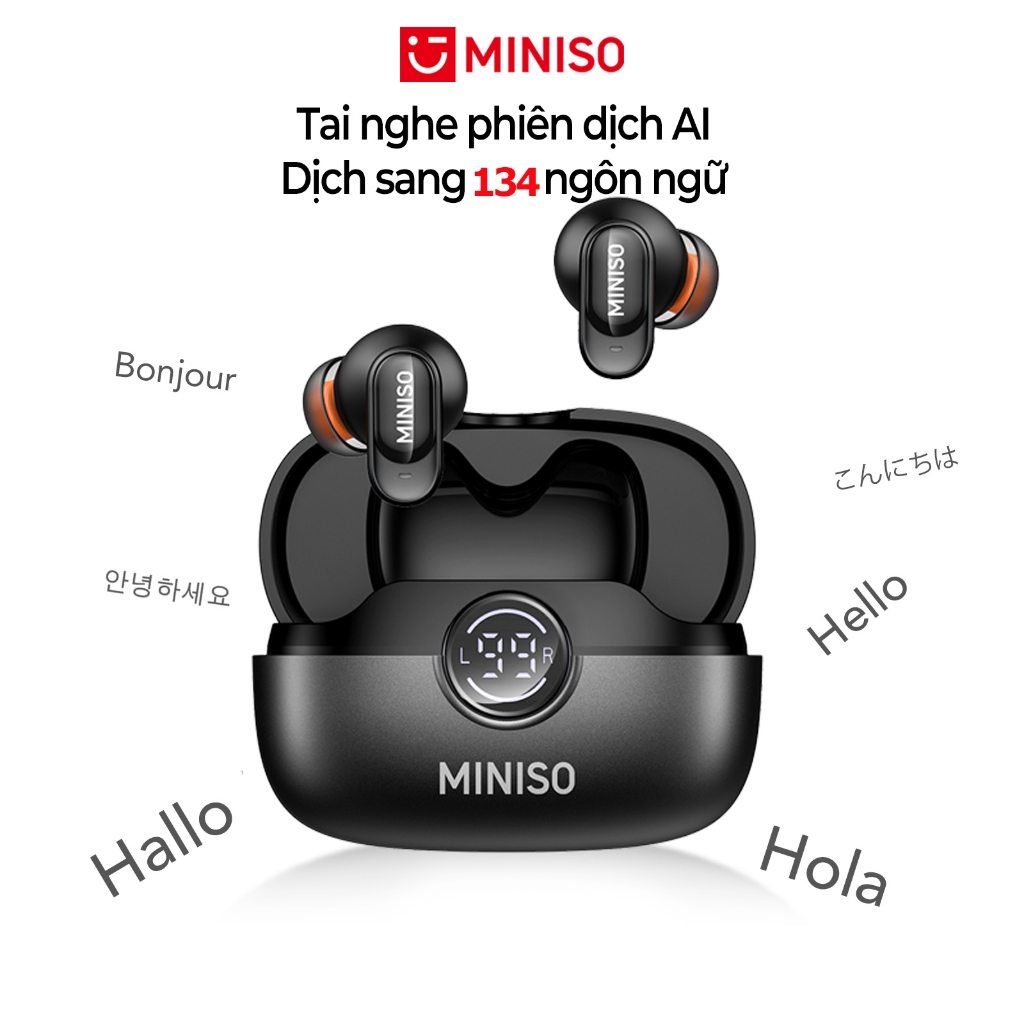 Miniso MS105 Tai Nghe Phiên Dịch AI Tai nghe Bluetooth 6.0 Hỗ trợ dịch 134 ngôn ngữ HiFi HD, Chống ồn, Kết nối nhanh, Có micro, Hỗ trợ ASMR, Hỗ trợ Android và iOS | BigBuy360 - bigbuy360.vn