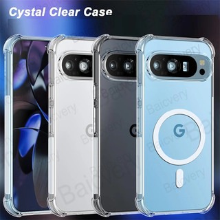 Dành Cho Google Pixel 10 Pro XL 9 Pro XL 9Pro Ốp Lưng Màu Đen Vỏ Điện Thoại Xe Từ Tính Giá Đỡ Nhẫn TPU Mềm