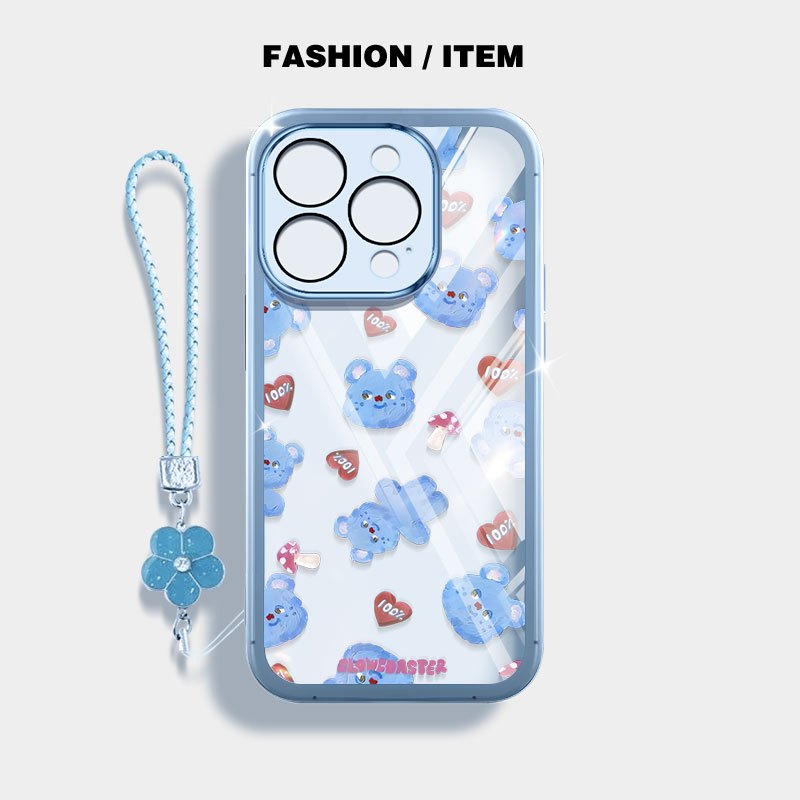 Vỏ YBD Cho iPhone 15 Pro Max 16 Pro Max 17 Pro Max 17 Air Cartoon Màu Nước Gấu Dây Treo