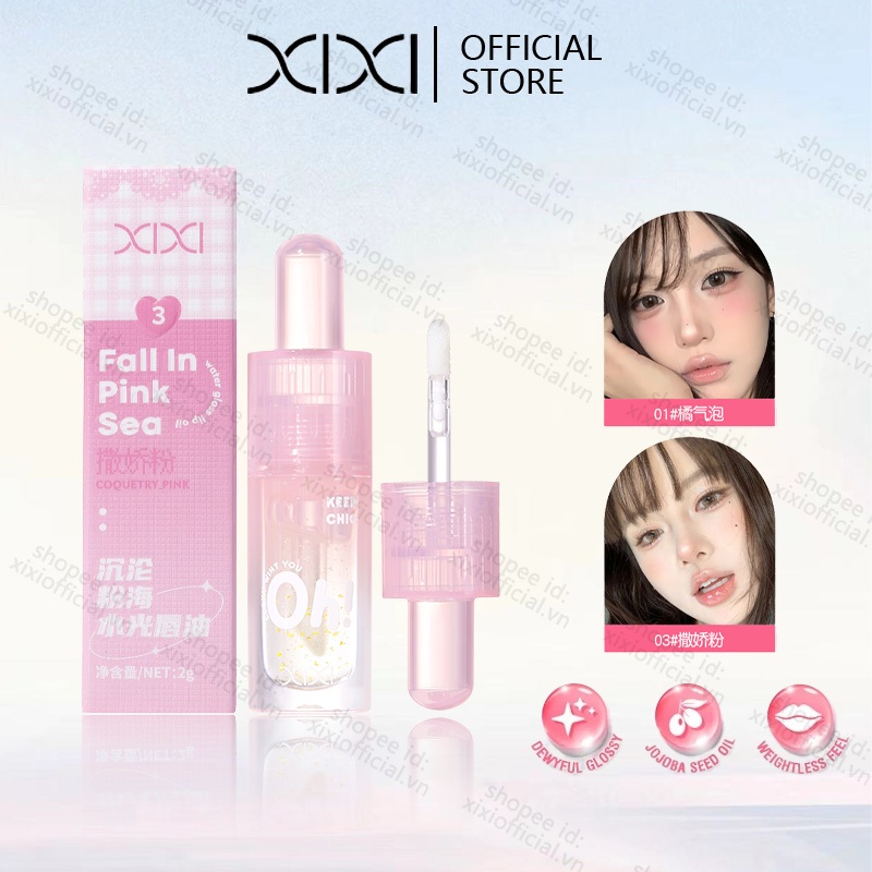 XIXI Lip Gloss Lip Oil Lip Glaze Thủy tinh trong suốt Son bóng Chống thấm nước Son môi lỏng lâu trôi