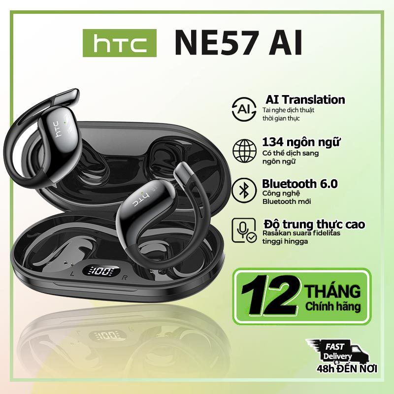 Tai nghe dịch ngôn ngữ HTC NE57 AI Hỗ trợ dịch thuật thời gian thực 134 ngôn ngữ Dịch đồng bộ Chất lượng âm thanh HIFI