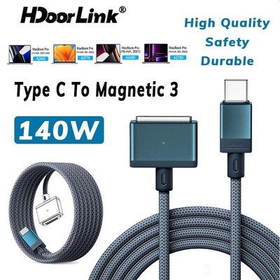Cáp sạc HdoorLink Type C sang từ tính 3 PD140W Dây sạc từ tính cho A2681 A2442 A2485