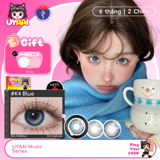  Uyaai Kính Áp tròng MCK1 K4 màu xanh Thoải mái Làm đẹp Ống kính mắt 6 tháng 14,5mm 0,00--4,00 Độ 