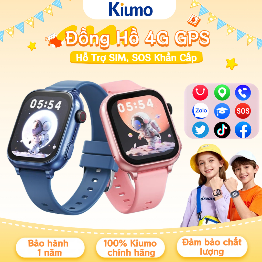 Kiumo【2 Dây Đeo Đồng Hồ + Vỏ Silicon】 Đồng Hồ Thông Minh Trẻ Em 4G Kiumo - Định Vị GPS Chính Xác, Gọ