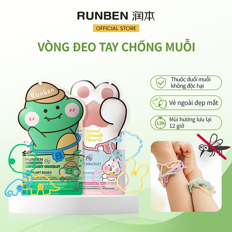RUNBEN Vòng Tay Chống Muỗi Cho Bé Vòng Tránh Muỗi Em Bé Silicon Thân Thiện Với (30 Chiếc/Túi)