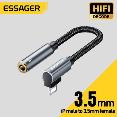 Essager USB C / L sang giắc cắm 3,5mm Cáp tai nghe Bộ chuyển đổi tai nghe Loại C Cáp AUX âm thanh