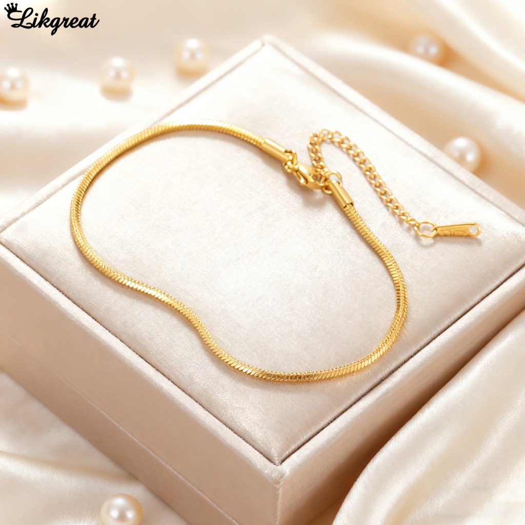 LIKGREAT Nữ Đơn Giản Tối Giản Vòng Chân Vàng Chống Thấm Nước Không Mòn Phụ Kiện Trang Sức