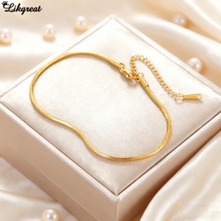 LIKGREAT Nữ Đơn Giản Tối Giản Vòng Chân Vàng Chống Thấm Nước Không Mòn Phụ Kiện Trang Sức