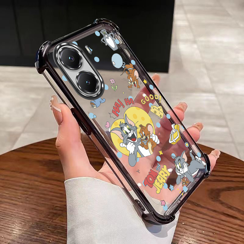 Ốp lưng khung màu cho OPPO A6 5G A6 A6 x 5G A6x Tom & Jerry Phim hoạt hình vui nhộn Vỏ chống rơi tro