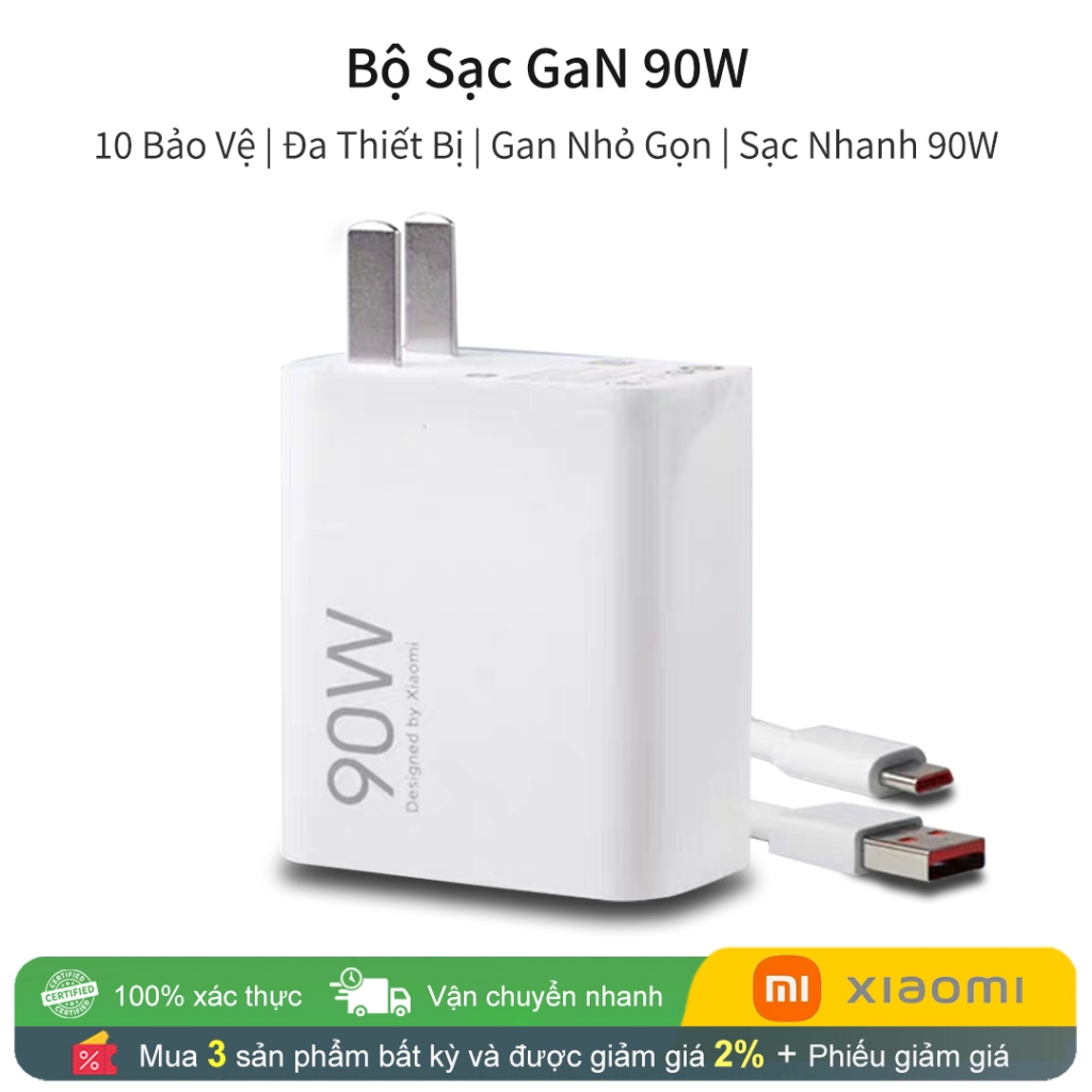 Bộ sạc GaN Xiaomi 90W: Sạc nhanh 90W, công nghệ GaN (Gallium Nitride), nhiều biện pháp bảo vệ an toà