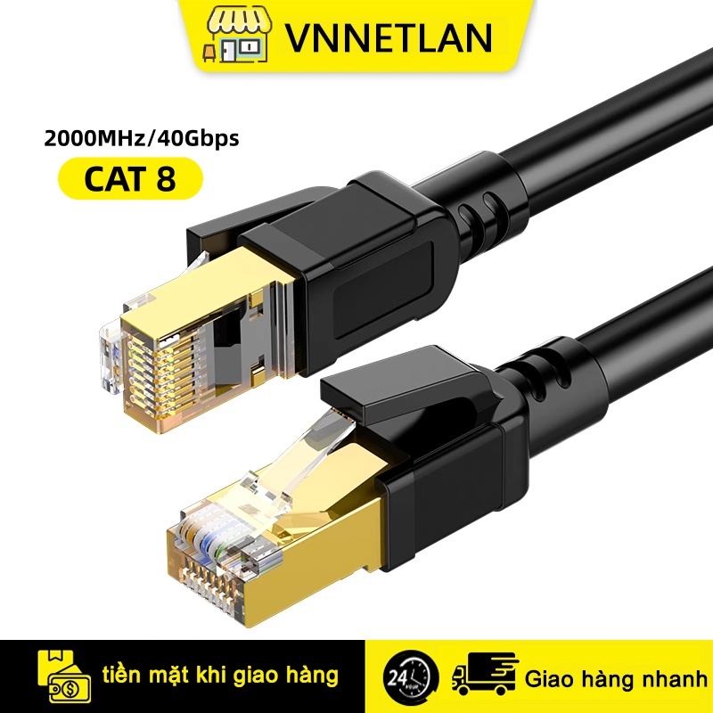VNNETLAN Cáp mạng LAN Cat8 bấm sẵn 2 đầu dài 1m 3m 5m 10m 15m 20m
