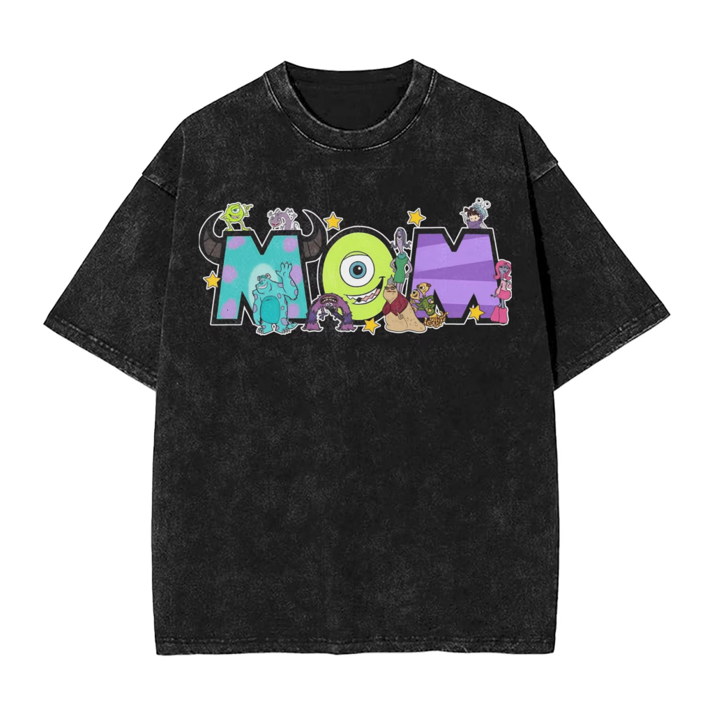 Áo thun Cotton rửa đường phố thời trang Monsters Inc Fun Pattern in họa tiết vui nhộn dành cho nam