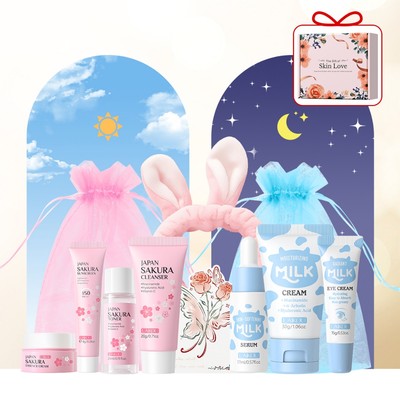 Bộ Chăm Sóc Da Ngày & Đêm LAIKOU - Bộ Sưu Tập Sakura & Sữa | Thói quen hoàn chỉnh để nuôi dưỡng rạng rỡ & nhẹ nhàng