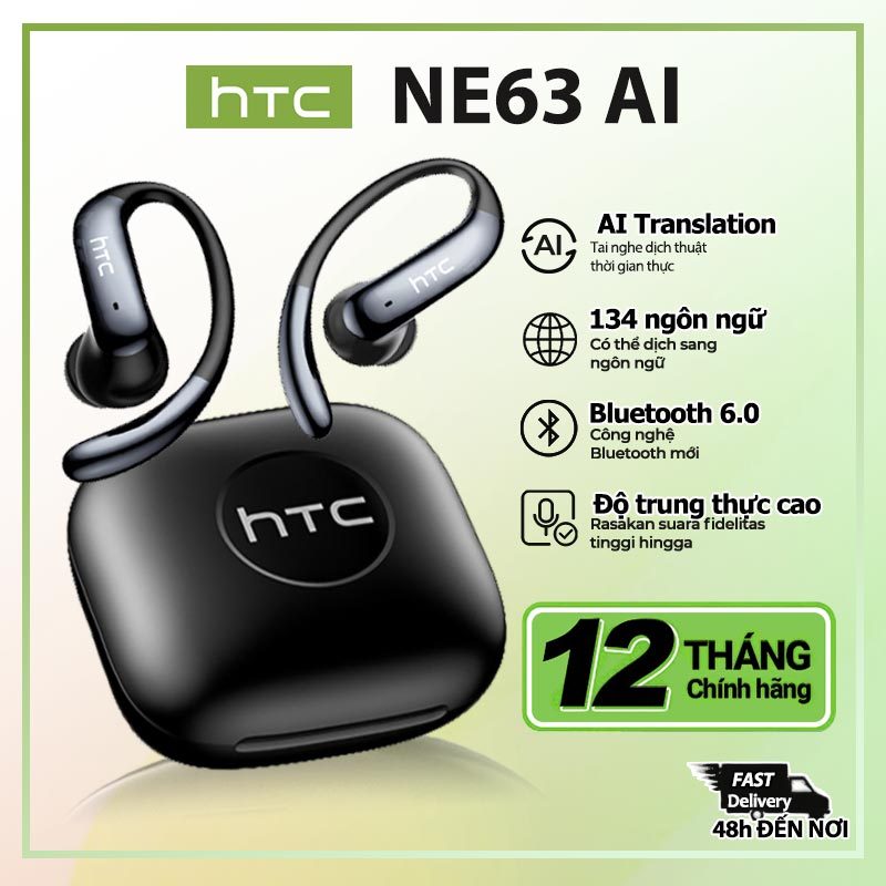 HTC NE63 Tai nghe dịch thuật AI Hỗ trợ dịch thuật theo thời gian thực Bluetooth 6.0 Âm thanh nổi HiFi Khả năng chống nước IPX5 Microphone chống ồn tối ưu hóa ASMR | BigBuy360 - bigbuy360.vn
