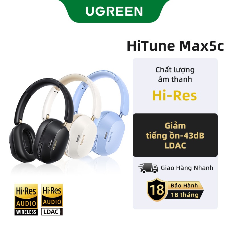 UGREEN HiTune Max5c Tai nghe loại bỏ tiếng ồn chủ động Hybrid 43dB Khử tiếng ồn chủ động Hi-Res LDAC