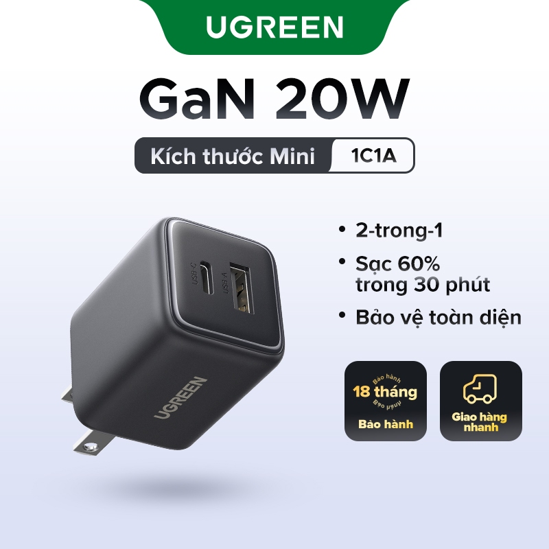 UGREEN Bộ sạc nhanh Type-C 30w 20w PD 3.0 Wall Charger USB-C Power Adapter thích hợp cho for iPhone 