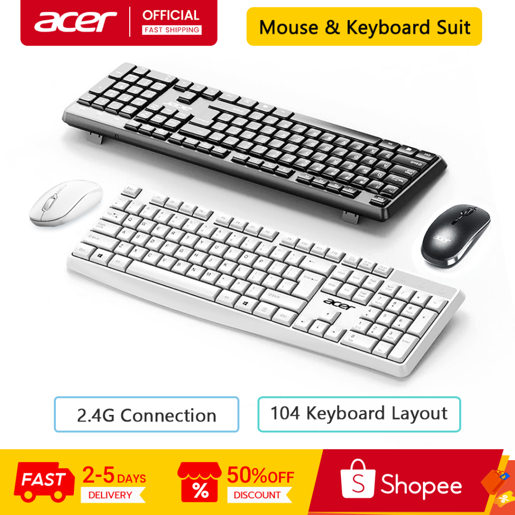 ACER Bộ Bàn Phím Và Chuột Không Dây KM41-2K 2.4G Siêu Mỏng Chống Văng Dành Cho Máy Tính / Notebook