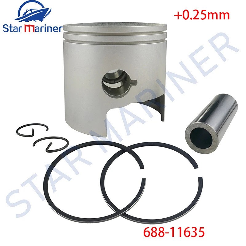 688-11635 Bộ pít-tông 688-11604 Vòng pít-tông + 0,25MM Cho Yamaha Outboard MOTOR 2T 75HP 85HP 90HP P