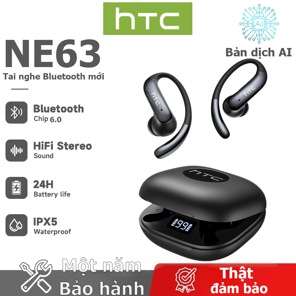 Bảo hành 1 năm Tai nghe dịch thuật HTC NE63 AI Dịch thuật thời gian thực Tai nghe BluetoothTWS Bluetooth 6.0 Chất lượng âm thanh HiFi Tai nghe không dây chống nước IPX5 | BigBuy360 - bigbuy360.vn