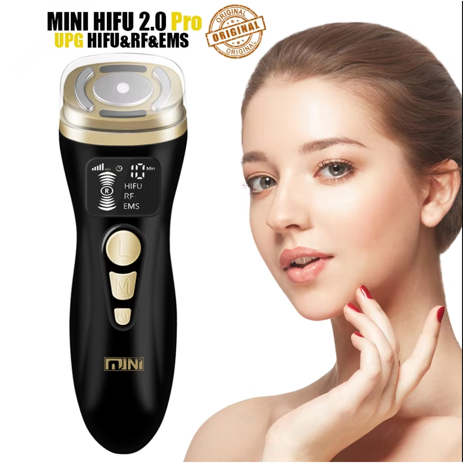 HIFU2.0 Đen Mini HIFU Máy Siêu Âm RF EMS Microcurrent Sagging Nâng Làm Săn Chắc Chăm Sóc Da