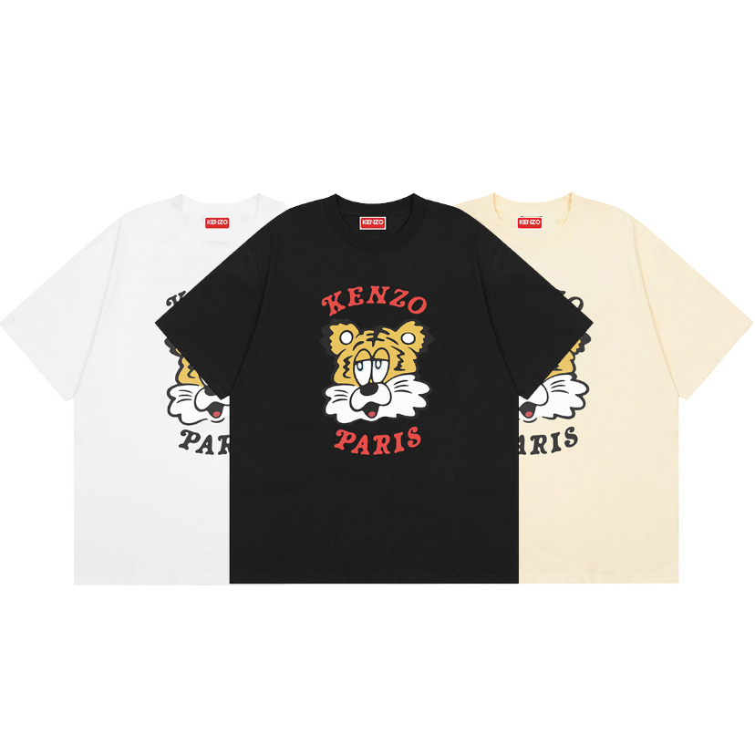Áo sơ mi ngắn tay cổ tròn in hình KENZO Kenzo Takada Tiger Letter unisex