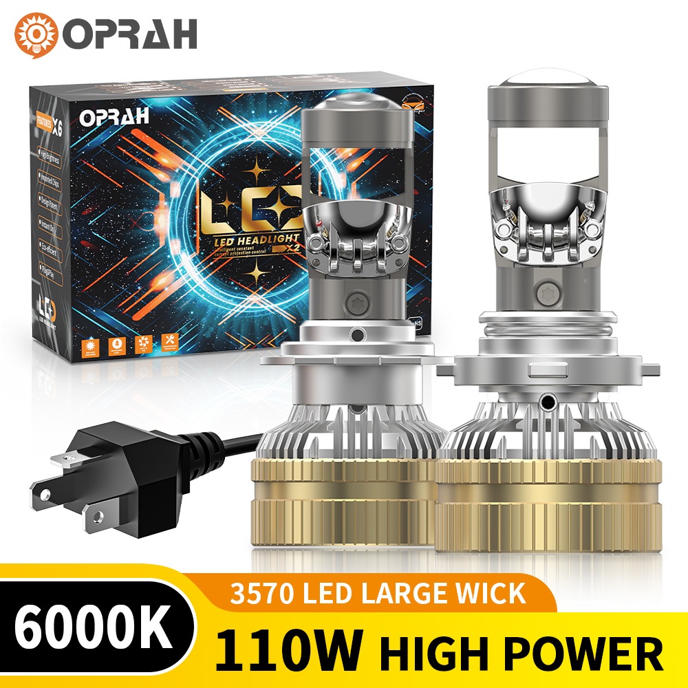 OPRAH 2 Chiếc A90 110W H4 Đèn Pha LED 3570 Ống Kính Máy Chiếu LED Đèn Pha Ô Tô Hi / Lo Beam 6000K