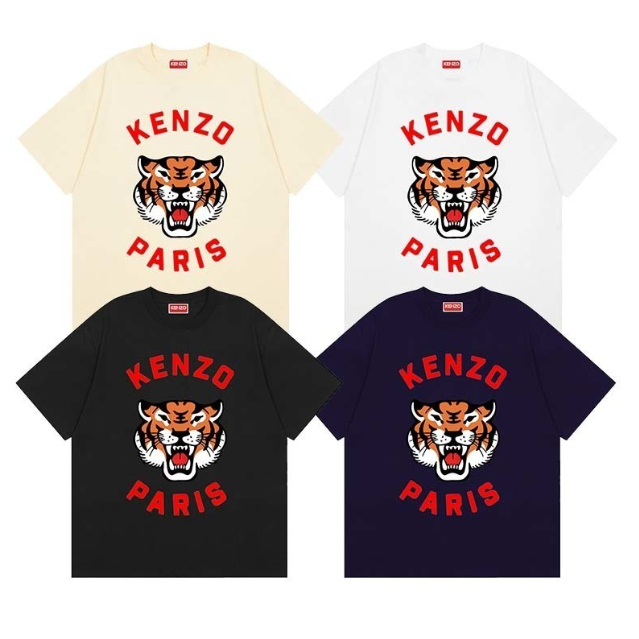 Áo sơ mi ngắn tay cổ tròn in hình KENZO Kenzo Takada Tiger Letter unisex
