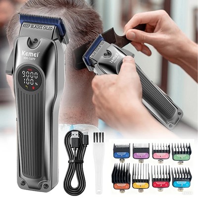 Kemei Chuyên Nghiệp Mạnh Mẽ Tông Đơ Cắt Tóc Điện Với Màn Hình Hiển Thị LED Nam Không Dây Cắt Tóc KM-1699