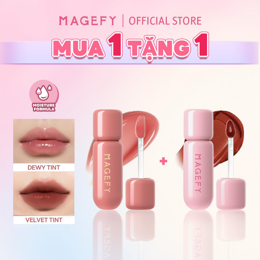 MAGEFY Son Bóng Nước + Son Lì Nhung Mịn Không Dính, Dưỡng Ẩm, Lên Màu Chuẩn, Lâu Trôi MF-L02+L04 | BigBuy360 - bigbuy360.vn