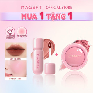  MAGEFY Bột Blush Đơn Sắc Lâu Dài Tự Nhiên + Son Không Khí 10 Màu 