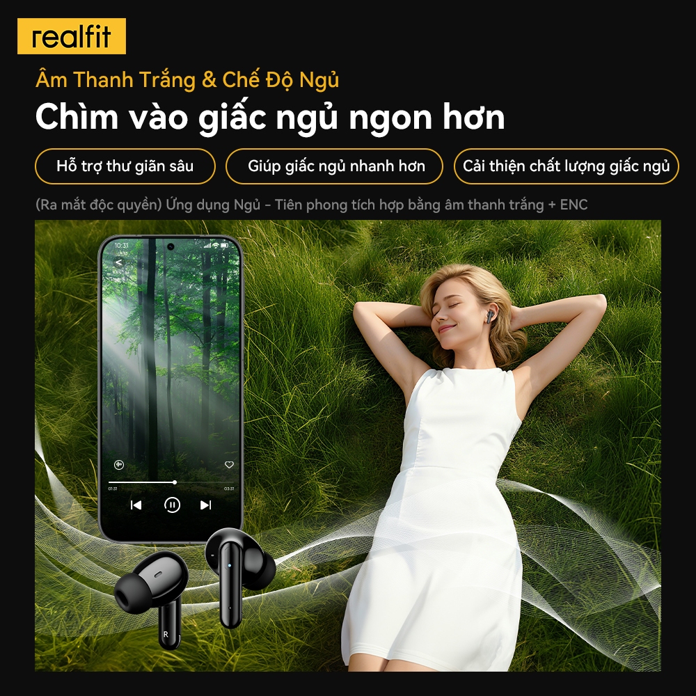 [Hàng mới về] Tai nghe Bluetooth Realfit F3 Ultra ANC, Bass lớn, Điều khiển ứng dụng, Thời gian chơi dài Bluetooth 60,50H, Độ trễ thấp UItra-Low | BigBuy360 - bigbuy360.vn