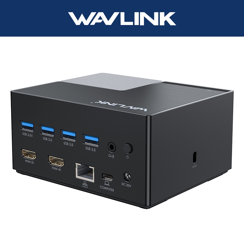 Trạm Docking USB C 10 trong 1 WAVLINK Dual HDMI RJ45 Ethernet 100W PD 5Gbps * 4 Cổng USB cho Macbook