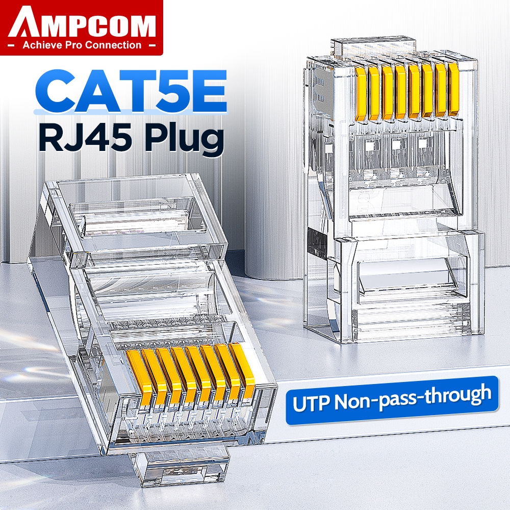 Đầu nối AMPCOM CAT5E RJ45 Non-Pass Thru 8P8C Cáp Ethernet mô-đun RJ45 Đầu nối cáp Ethernet Đầu nối u
