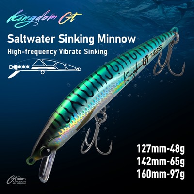 Kingdom Saltwater Mồi Câu Cá Wobbler 127mm-160mm, 48g-97g, Thích Hợp Cho Cá Biển Như GT, Cá Ngừ Và Cá Mập