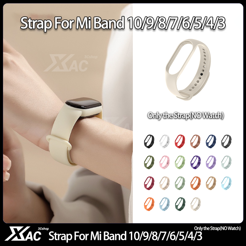 Dây đeo cho miband 10 / 9 / 8 / 7 / 6 / 5 / 4 / 3, Dây đeo Xiaomi Mi Band thoáng khí thể thao, Vòng đeo tay silicon màu hồng