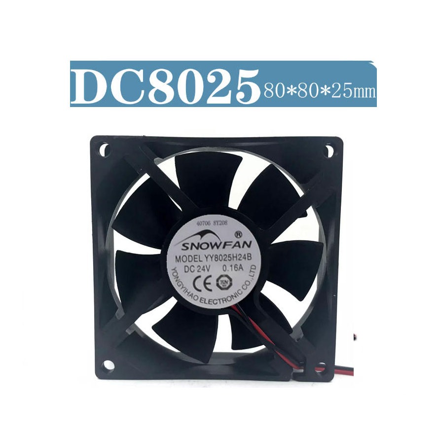 SNOWFAN YY8025H24B 8025 Đôi Bóng 8cm DC 24V Thiết Bị Công Nghiệp Quạt Làm Mát