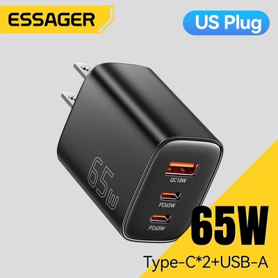 Essager Gan Loại C 65W Sạc 2C1A Usb Thông Minh Nhiệt Độ Thấp Sạc Nhanh