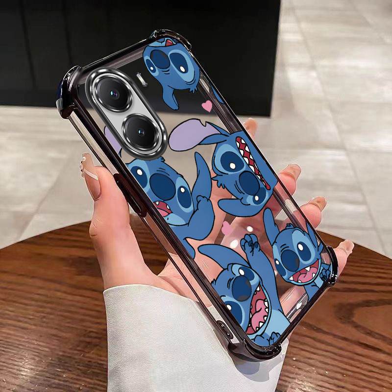 OPPO A6 5G A6 A6 x 5G A6x Vỏ hoạt hình gia đình Stitch dễ thương Khung màu Vỏ trong suốt chống trượt