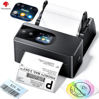 Phomemo PM64D Máy in nhãn nhiệt được nâng cấp với màn hình có thể chạm vào, Máy in nhãn vận chuyển cho doanh nghiệp nhỏ, Máy in nhãn nhiệt không dây 4x6 cho gói vận chuyển