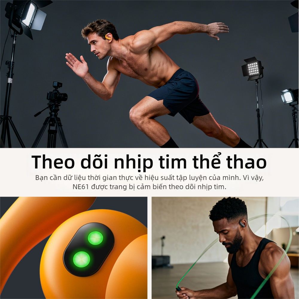 HTC NE61 Tai nghe Bluetooth không dây OWS Theo dõi nhịp tim và oxy trong máu Hộp sạc Bluetooth 6.0 IPX5 Micro tích hợp chống nước | BigBuy360 - bigbuy360.vn