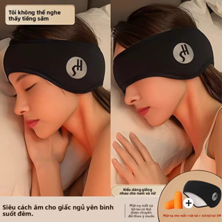 Bịt mắt ngủ chống ồn, vải mềm mại che kín mắt và tai, tặng kèm nút xốp bịt tai