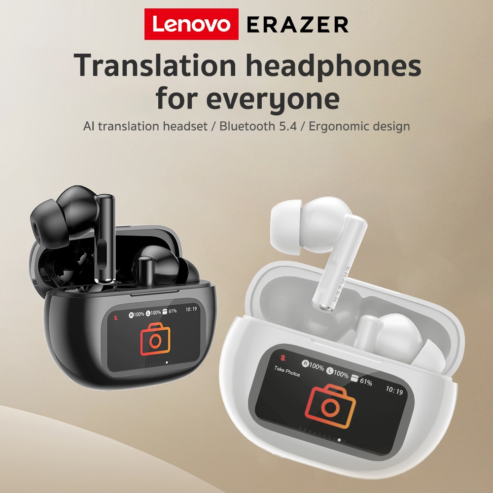 Tai nghe dịch thuật Lenovo ERAZER XP12 AI Tai nghe không dây LED Bluetooth 6.0 AI Tai nghe dịch thuật thời gian thực IPX7 Tai nghe nhét tai chống nước Chất lượng âm thanh HIFI | BigBuy360 - bigbuy360.vn